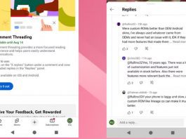 YouTube threaded comments feature preview with nested replies panel on mobile interface